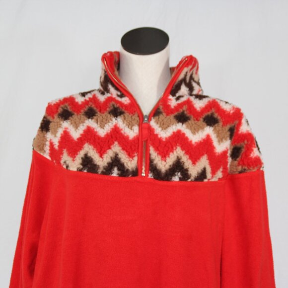 Aerie Oversized Hometown Holiday Red Sherpa Sweatshirt Pockets Size Small Cozy - Picture 4 of 8